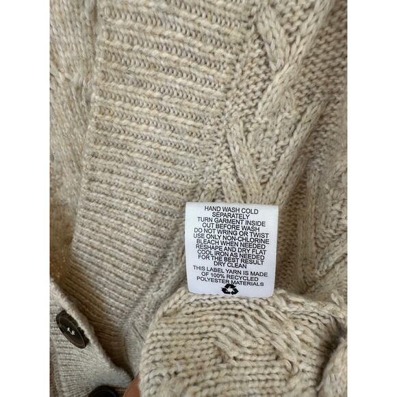 Olive + Oak Cable Knit Oatmeal Cardigan Sweater, Size M - Picture 6 of 8